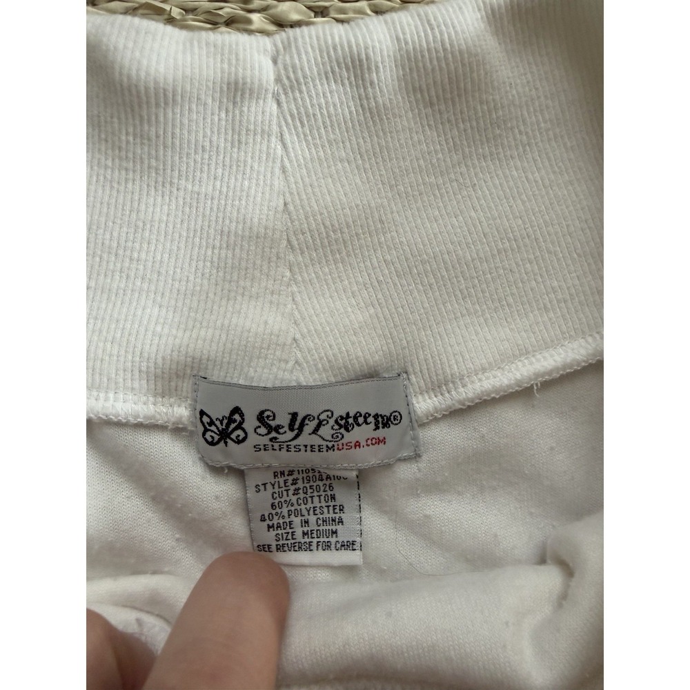 Vintage Y2K Self Esteem White Terry Toweling Mini Skirt M Short Flouncy Festival - Picture 6 of 7